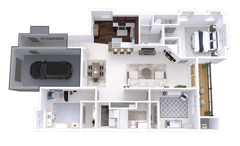 Floor plan for 3 beds, 2 baths, 1529 sqft